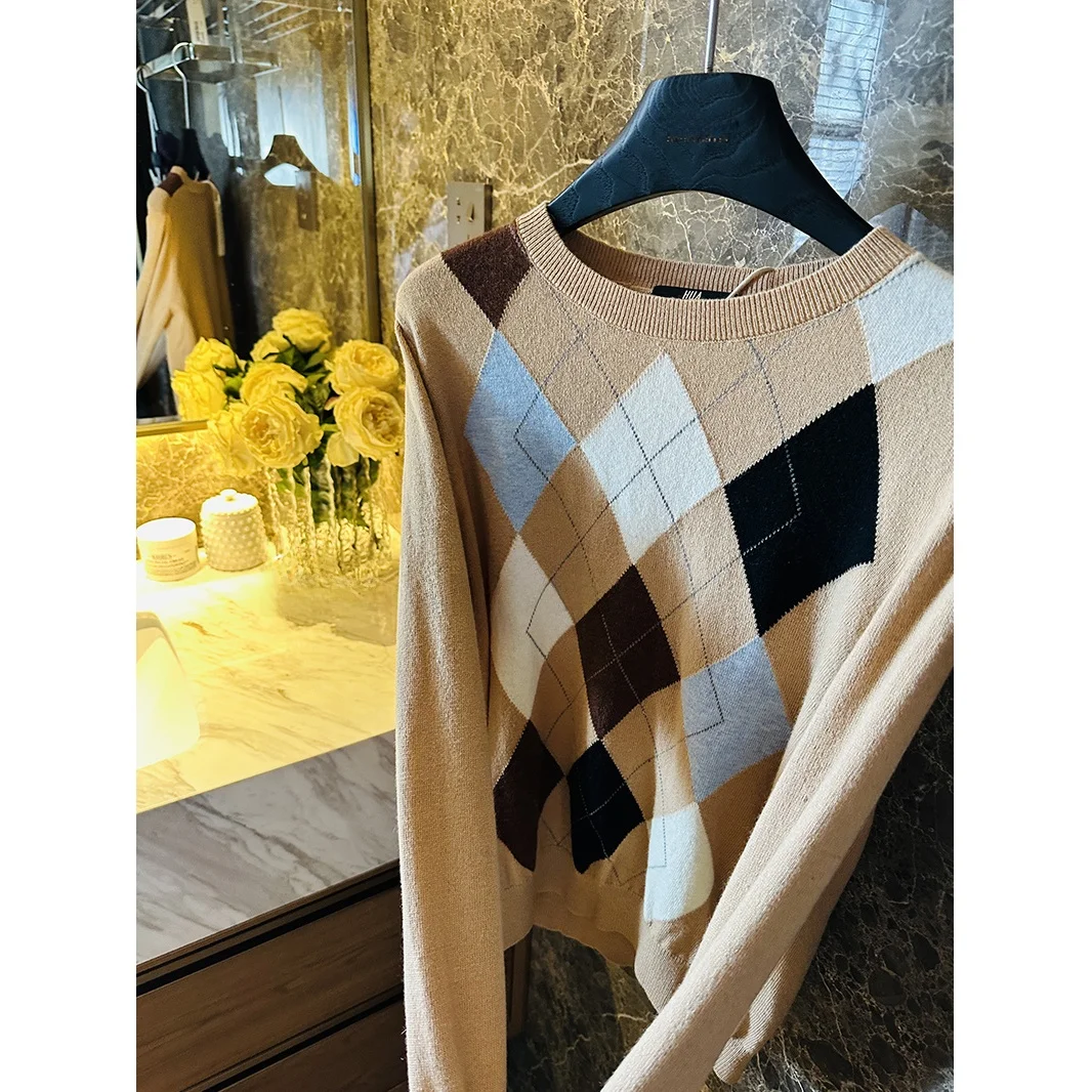 

Ele Briti Sle Thin Wool Sweater Women's Classic id Pattern Soulful Faion Soft Long Sve One-oulder Knitwear