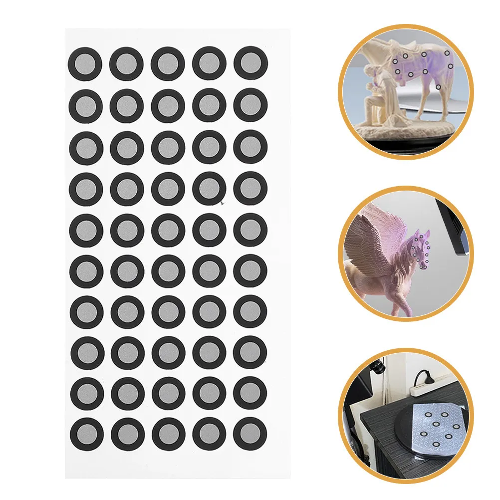 

5 Sheets 3D Scanner Marking Stickers Reference Marker Points Diffuse Reflection Film for Accurate 3D Scanning Reverse