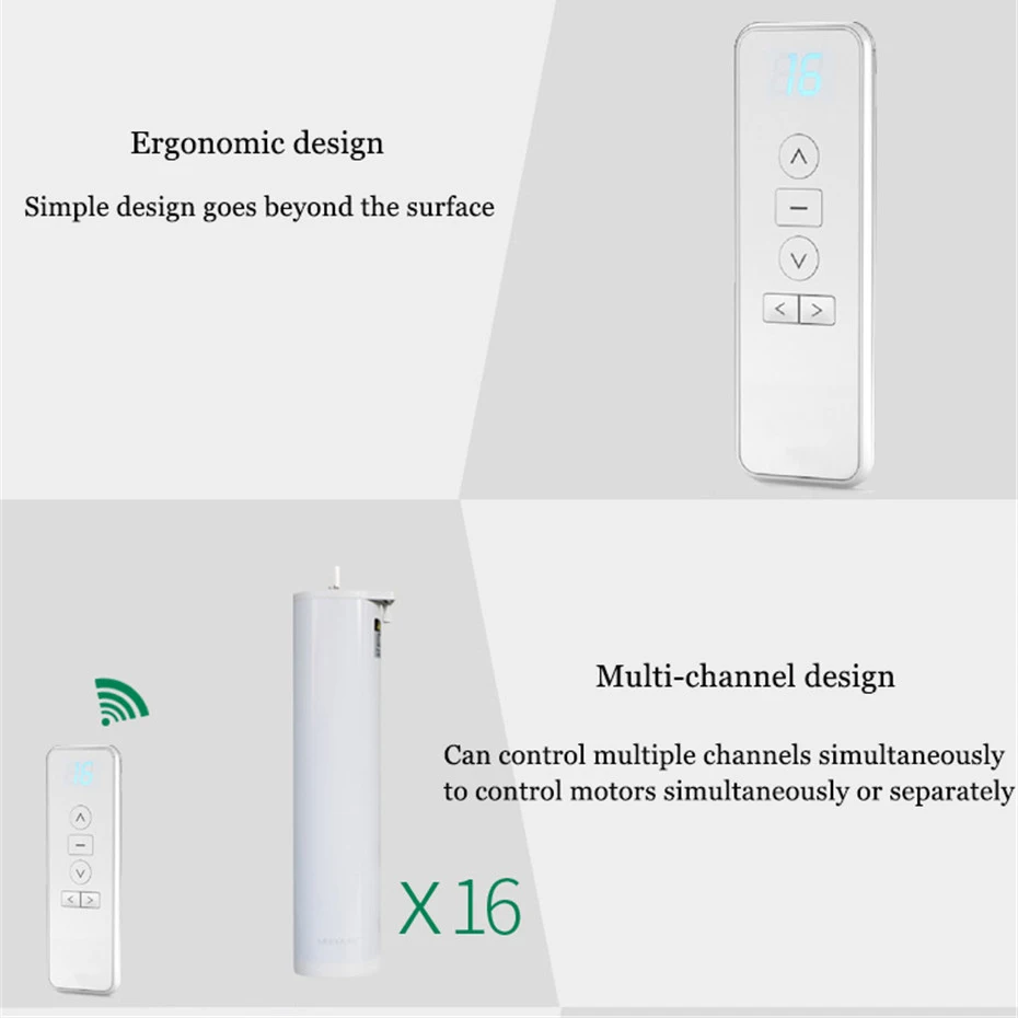 A-OK AC123 1/2/6/16-CH Remote Controller RF433Transmitter for A OK Electric Curtian Motor,Wireless Control Intelligent Home