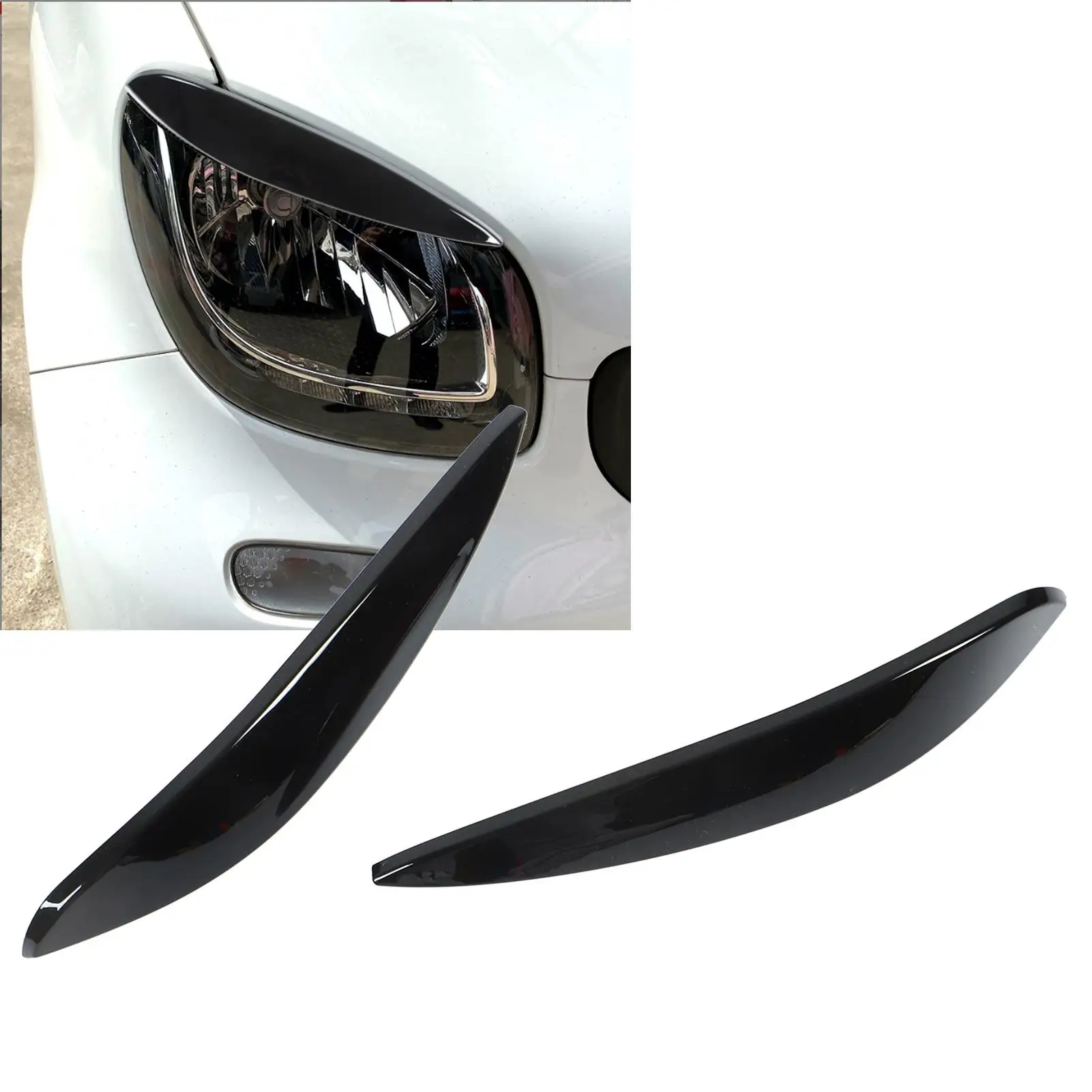 Car Headlamp Eyelids ABS Headlight Eyebrows UV Resistant Left Right Stylish Easy Install