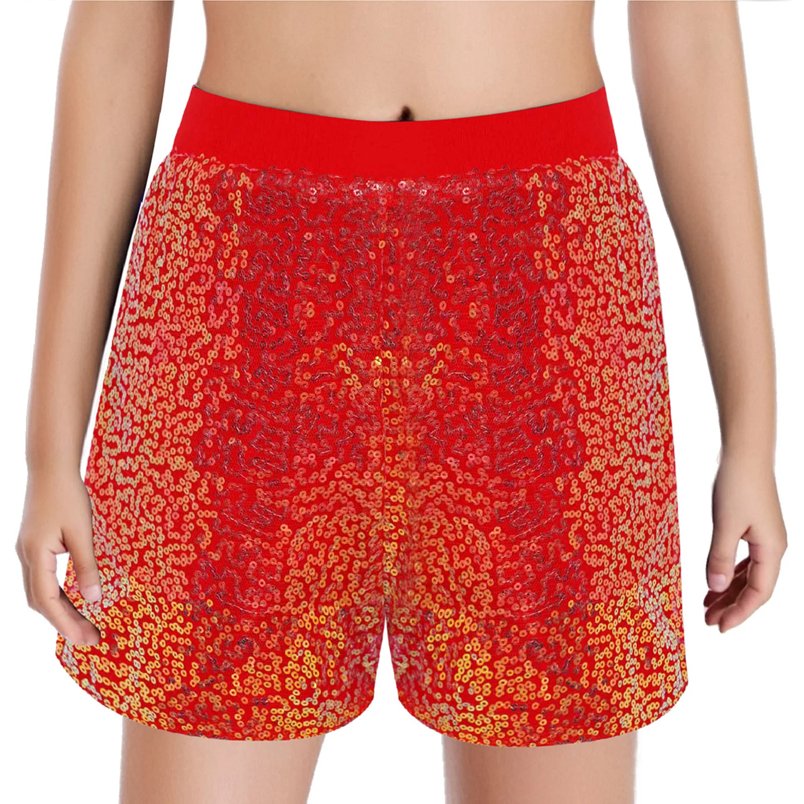 

Kids Girls Breathable Hip-hop Shorts Elastic Waistband Sparkly Sequin Jazz Dance Shorts for Dance Party Performance Theme Party