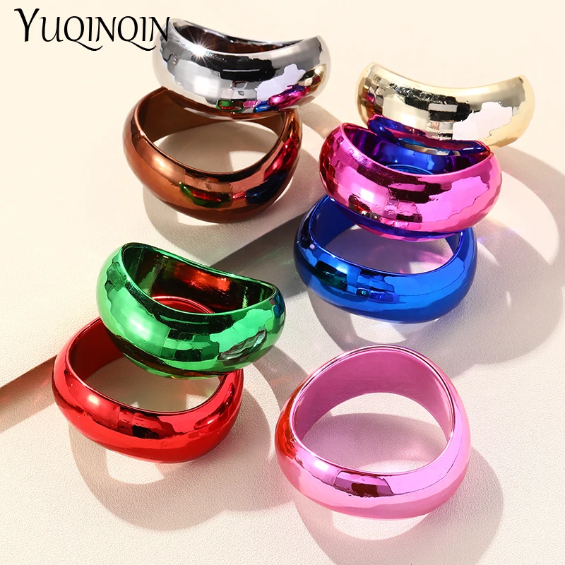 New Retro Irregular Wide Bangle for Women Exaggerated Big Resin Thick Bracelet Bangle Female Girls Vintage Trend Indian Jewelry