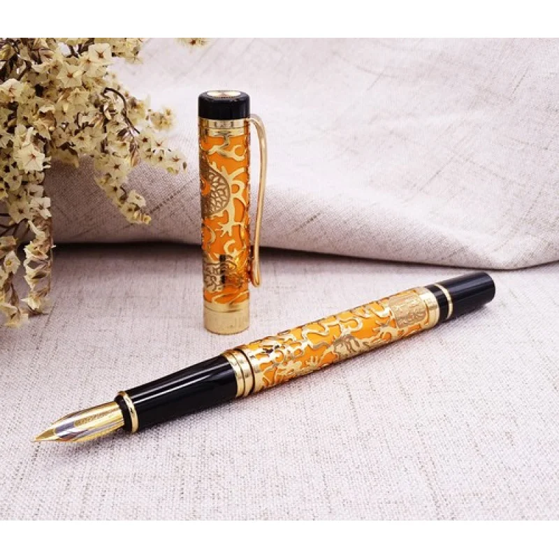 

Перьевая ручка A+ Jinhao, текстура дракона, резьба по перам F, пишущая ручка (оранжево-золотистая)