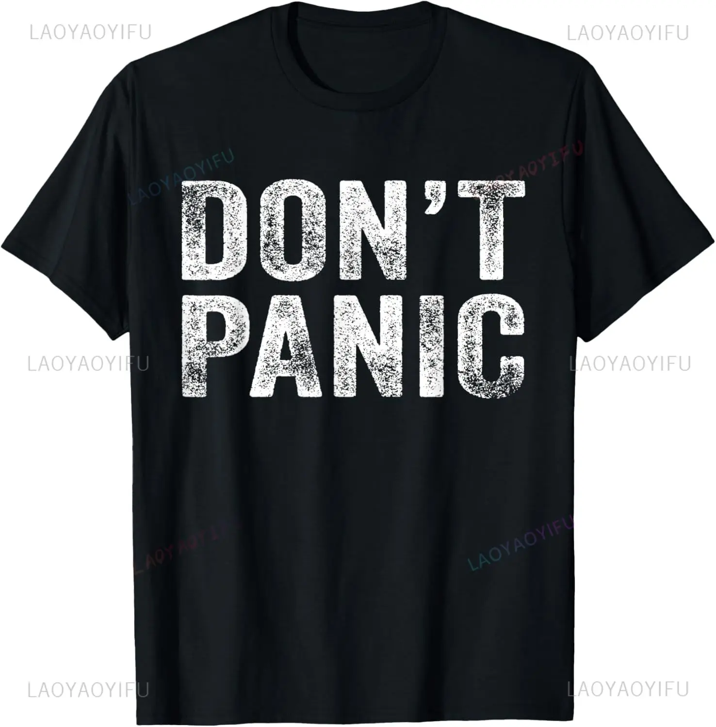 

Dont Panic Distressed Sarcastic Funny Retro T-Shirt Casual Fashion Loose Hip Hop Man Tshirt Streetwear Breathe Soft Women Tees