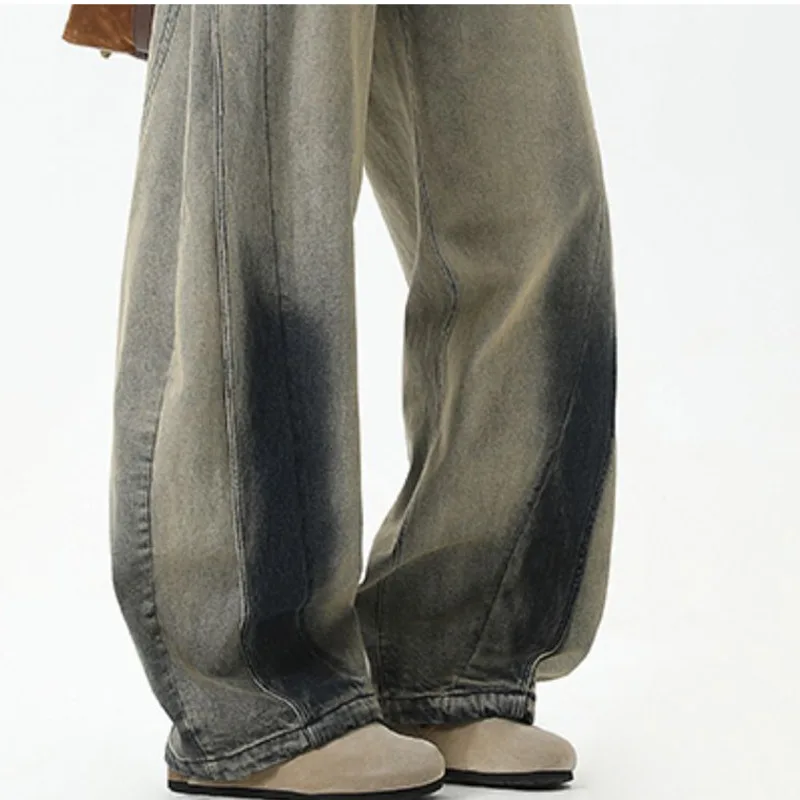 LUZHEN 2026 New Original Vintage Style Tie-dyed Design Loose Straight Casual Jeans Men Fashion Handsome Male Denim Pants JY7980