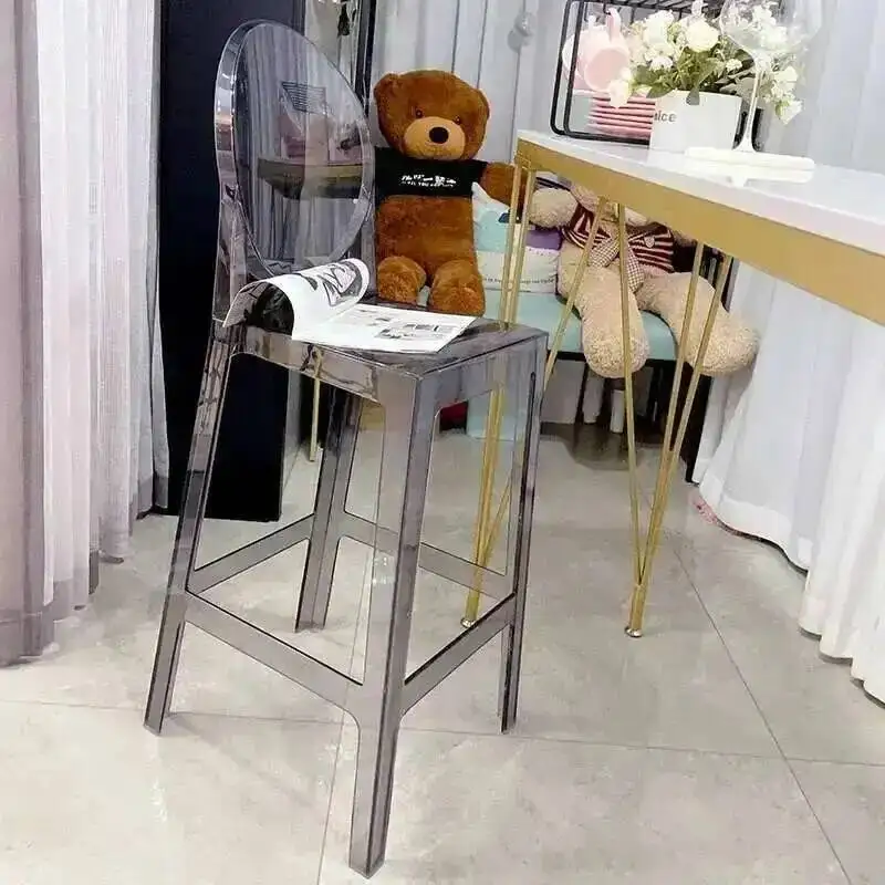 Chair Chairs High Outdoor Bar Bar Acrylic Nordic Ghost Stools Transparent Simple Creative Backrest Front Desk High Chair New view 4