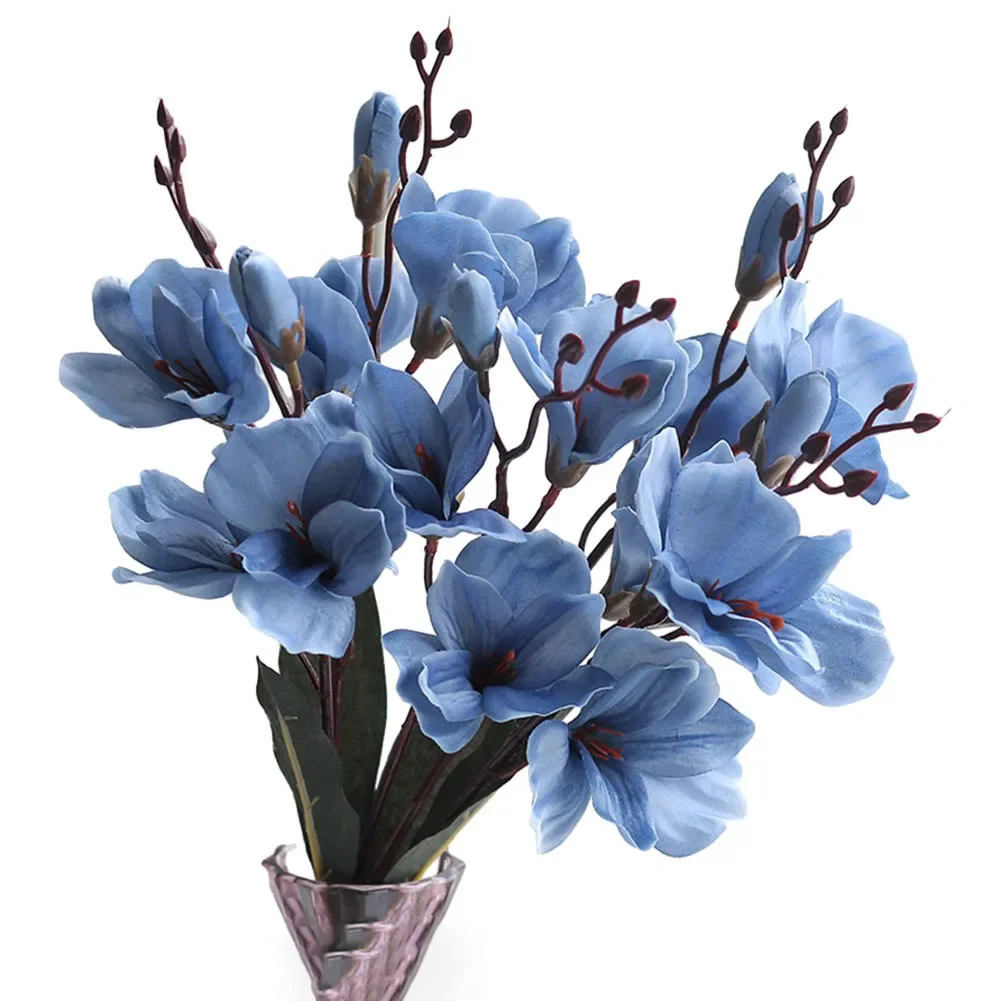 Magnificent Magnolia Flower Bouquet 5 Prongs 20 Heads Artificial Flowers for Home Decoration Multiple Color Options