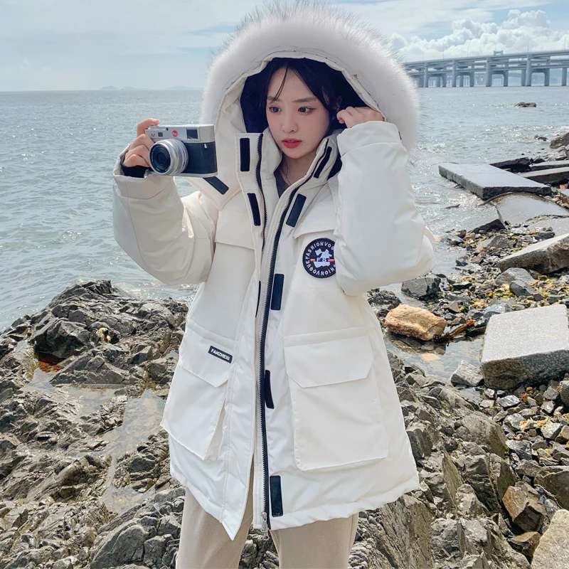 Doudoune à capuche rembourrée pour femme, veste de neige d'extérieur, manteau d'outillage pour couple, UNIS issement, nouvelle mode, hiver, 2023