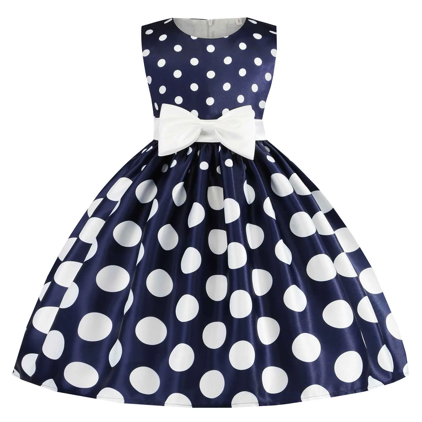 2024 Summer Children'S Girls Princess Costume Retro Polka Dot Tutu Evening Dress Up Birthday Party Cosplay Vestido