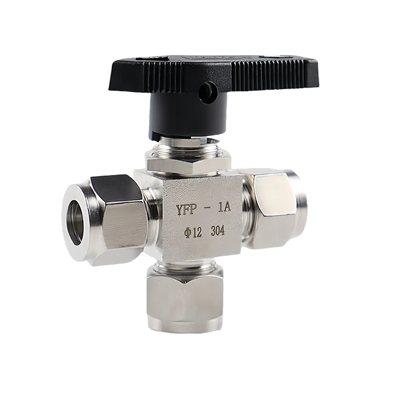 SS304/316 ضغط الفولاذ المقاوم للصدأ 3 طريقة المحملة L-نوع الكرة صمام 3 6 8 10 12 14 16 18 20 مللي متر 1/8 1/4 3/8 1/2 3/4 ''أنبوب OD YFP-1A