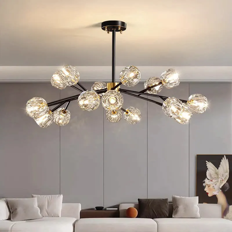 Italian light luxury crystal chandelier all copper high-end living room main light creative simple atmosphere dining room