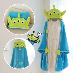 Disney Squeeze Toy Aliens Coral Fleece Fabric Blanket Hooded Cute Cartoon Cosplay Cloak Cape Warm Soft Fur Throw Blanket Sofa