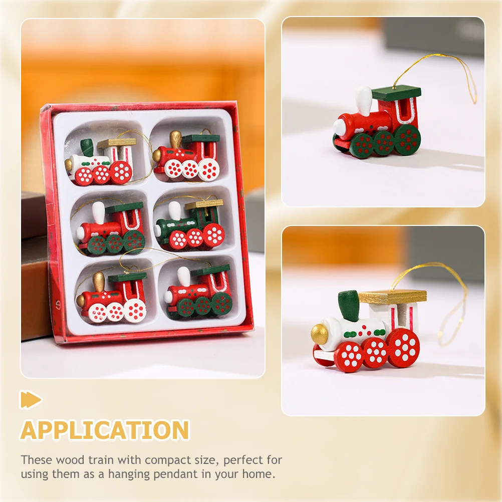 

1Set Mini Train Hanging Pendants Wooden Christmas Ornament for Tree Decor Festive Home Holiday Decor Wooden Christmas Train
