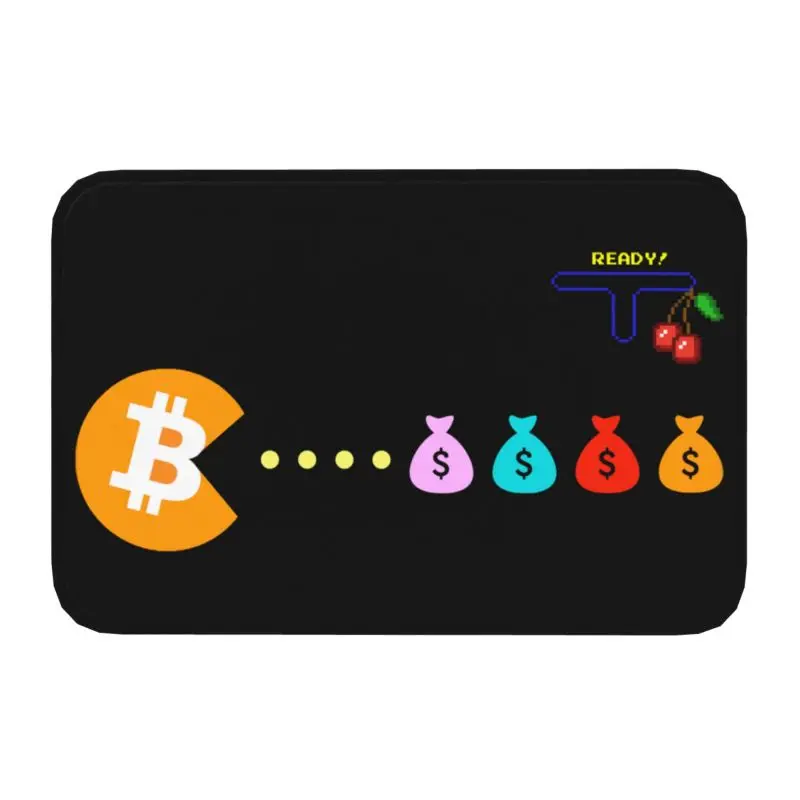 Custom Bitcoin Eats Dollar Doormat Mat Anti-Slip Cryptocurrency Wallet Bath Kitchen Bedroom Rug Carpet 40*60cm