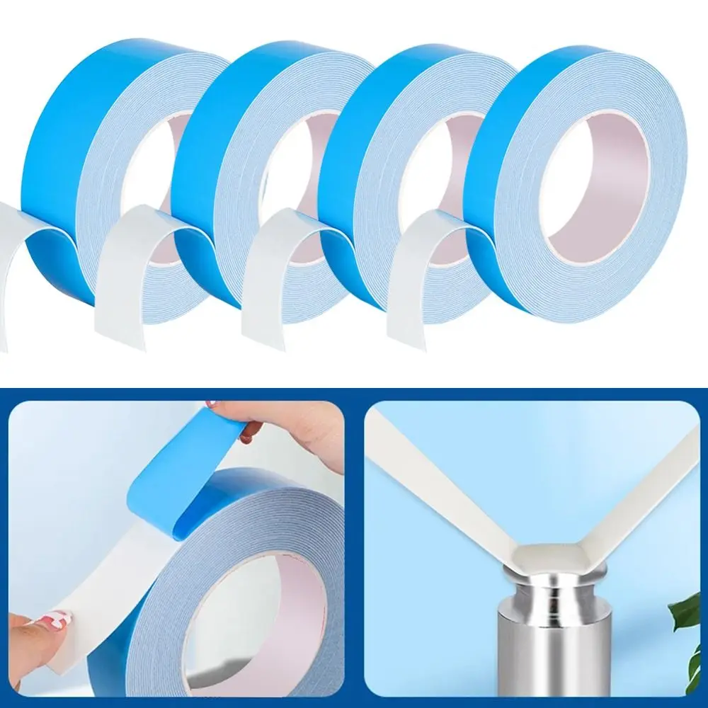 

10Meters/Roll Blue Film White Double Sided Tape Sponge Strip Multifunctional PE Foam Tape Strong Self Adhesive