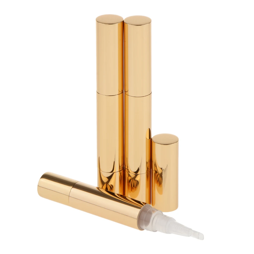 3 Pieces 5ml Empty Twist Pen Cosmetic Tubes Container Lip Gloss Refillable Vials Gold/ Silver/ Clear