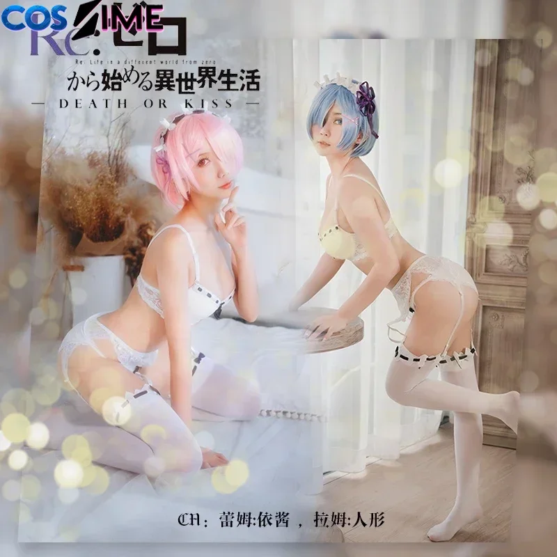 

Костюм для косплея Рем и Рам в стиле Лолита - Re:Zero, аниме, очаровательное белое нижнее белье, сексуальный бюстгальтер, костюм на Хэллоуин, пошитый на заказ
