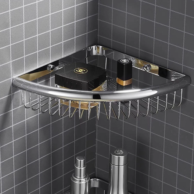 

All-copper Bathroom Rack, Triangular Basket Storage Rack, Wall-mounted Wall-mounted Corner Rack