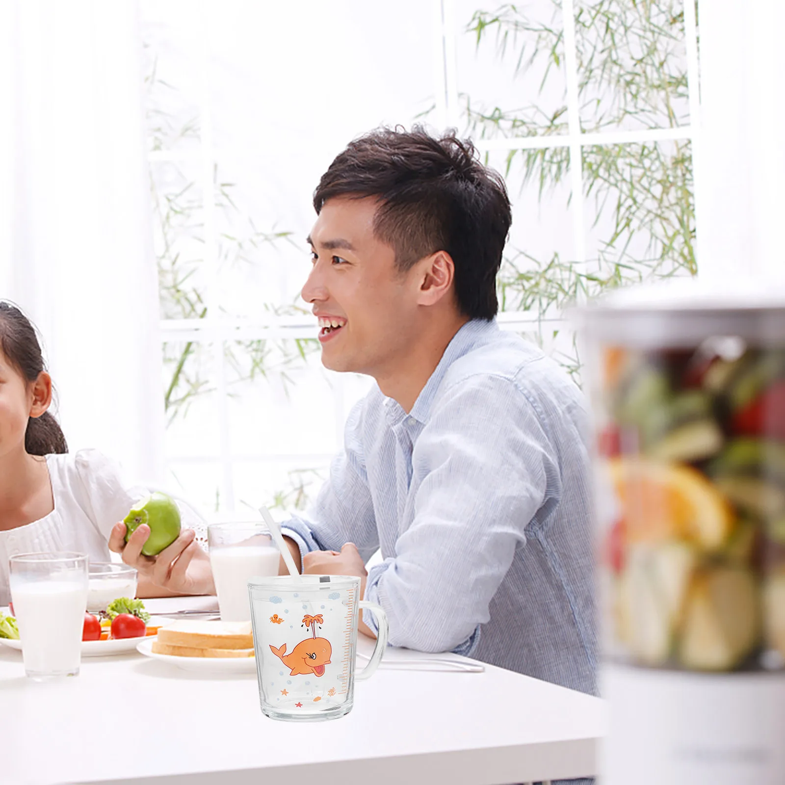 

1Pcs Glass Straw Cup with Measurement Scale Portable Drinking Bottle for Daily Use Bpa Cup Household Kitchen