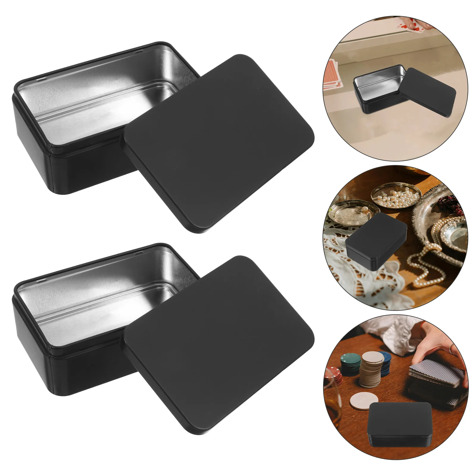 

3pcs Storage Box Trading Card Storage Box Playing Cards Baseball Holder Tinplate Case Black Durable Game ganizer Trading Boxes