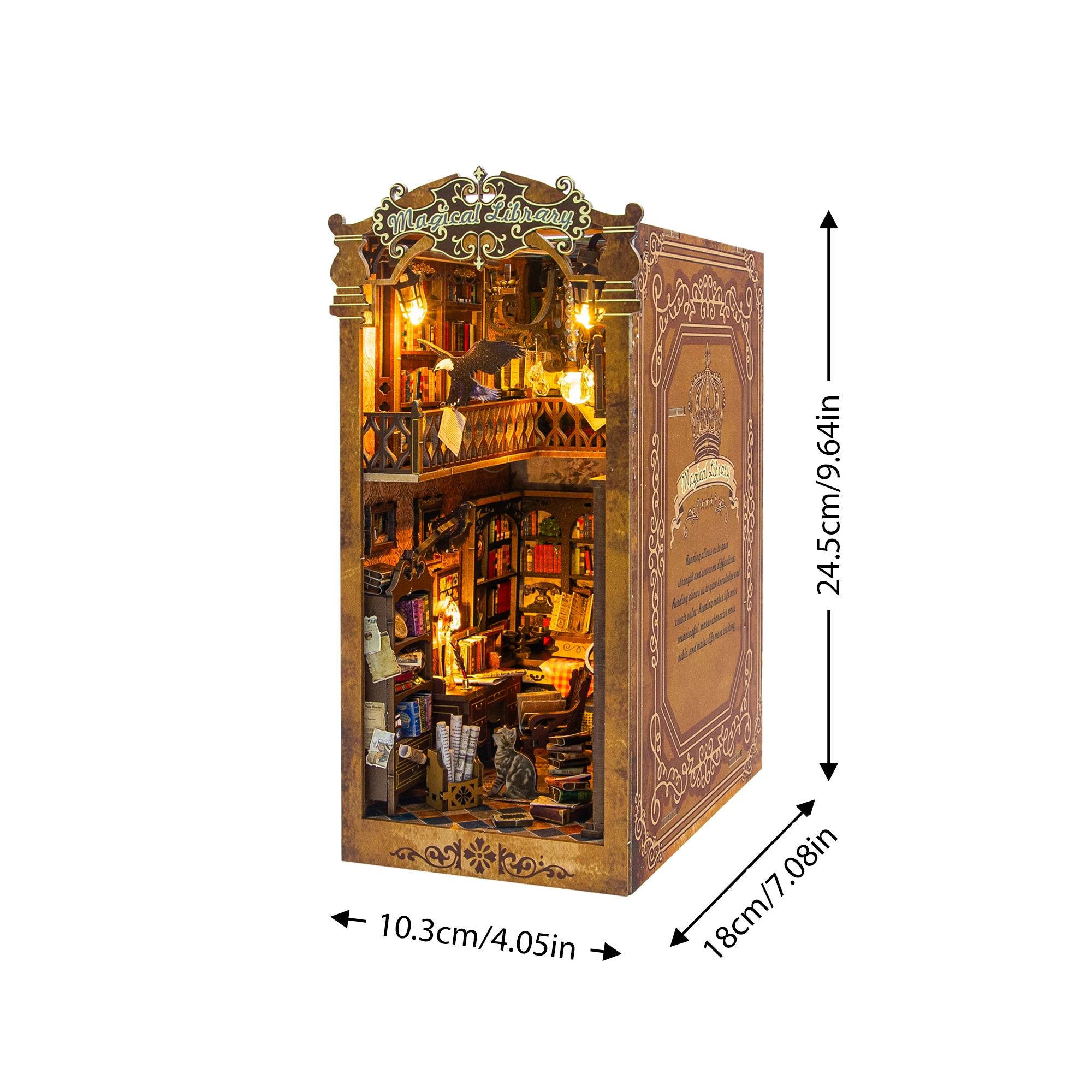 DIY Book Nook Shelf ใส่ชุด Magical Library ชั้นวางหนังสือไม้ Miniature ชุด Handmade Bookend สําหรับของขวัญวันเกิดเพื่อน