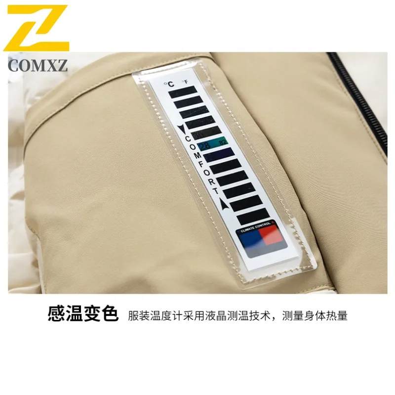 سترة مبطنة للرجال للمغامرة الخارجية من COMXZ، سترة كلاسيكية بغطاء للرأس مقاومة للرياح، سترة دافئة بنمط يومي، سترات شتوية جديدة مريحة