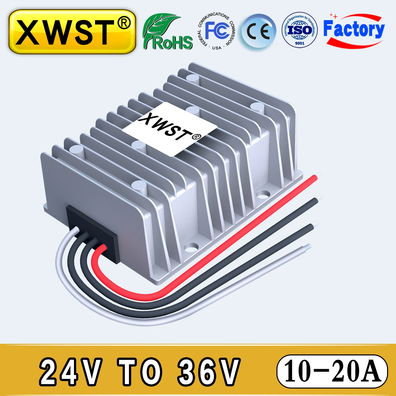 Waterproof DC DC Step Up Converter 24V to 36V 15A 20A 360W Boost Voltage Regulator 36V Solar Inverter For Golf Cart