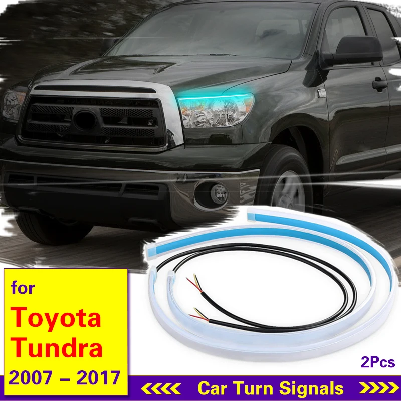 

2Pcs Start-Scan LED Car DRL For Toyota Tundra 2007-2017 Daytime Running Lights Auto Flowing Turn Signal Guide Thin Strip Lamp