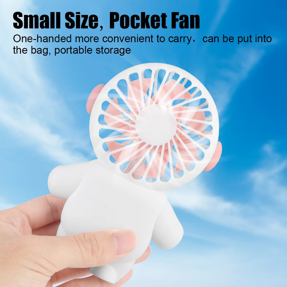 For Camping Hiking Fishing Summer Cooling Fans Astronaut Portable Hand Fan Wireless Air Circulators USB Mini Pocket Fan