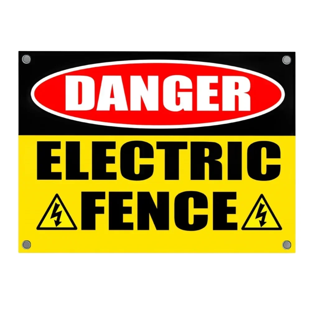 Metal Sign Danger Electric Fence  Aluminum Safety Warning Sign Easy to Install Perfect for Home Decor Wall Decor and Safety Meas