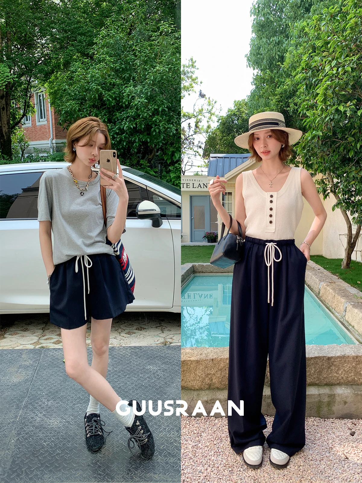 

DanMao up QingYa ManJi Fine Spun шерстяные брюки MIU Sle orts женские прямые летние брюки с эластичной резинкой на талии