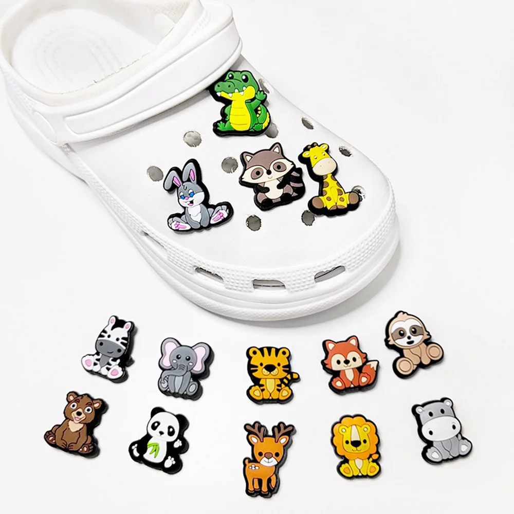 

12pcs Animal Shoe Charms DIY Cartoon Clog Sandal Shoes Accessorie Wristband Hole Slipper Decoration Buckle X-mas Kids Gift