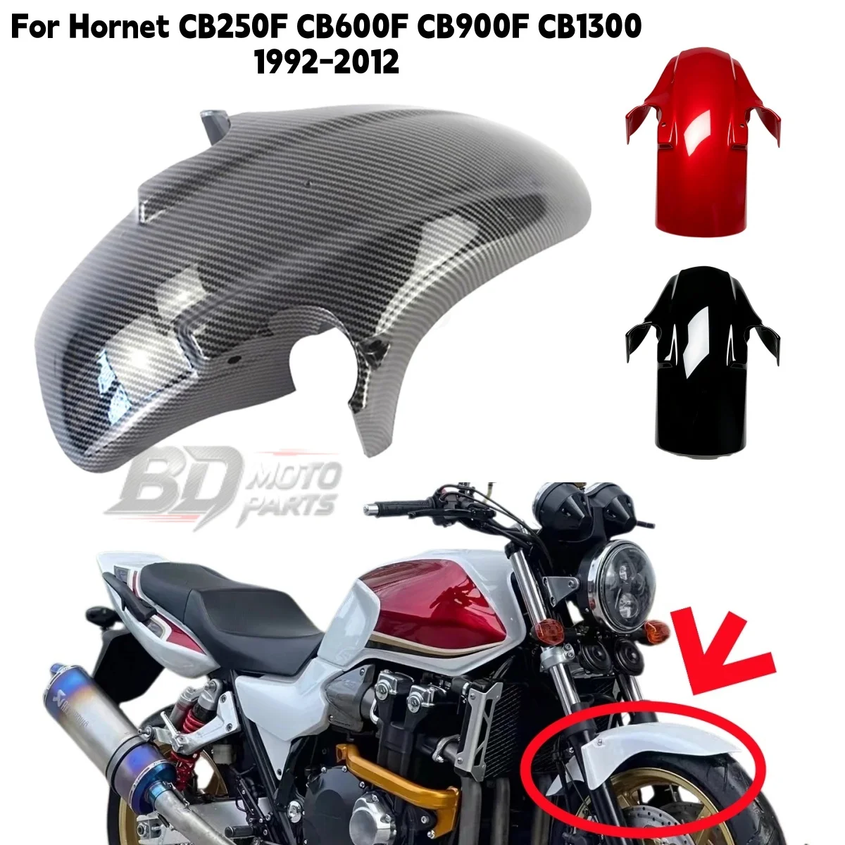 For Honda CB250F CB600F CB900F CB1300 1992 2012 Hornet 250 600 900 Front Fender Mudguard Cover Panel Tire Splash Guard Fairing