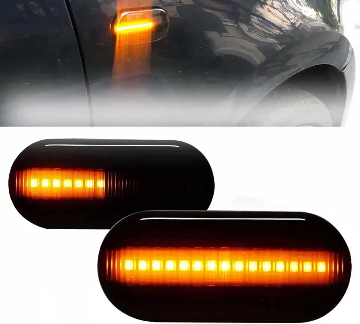 2PCS Car Fender Turn Signal Light LED Dynamic Side Marker Flash Side Side Light for SEAT Ibiza 6L Cordoba Toledo Leon MK1 MK2