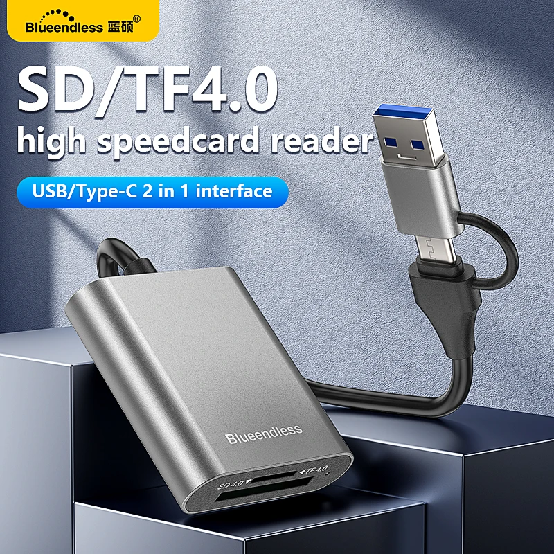 

Blueendless Card Reader 312MB/s SD4.0 TF4.0 Memory Card Adapter USB A USB C to MicroSD TF3.0 for MacBook Laptop PC iPhone 17/16/