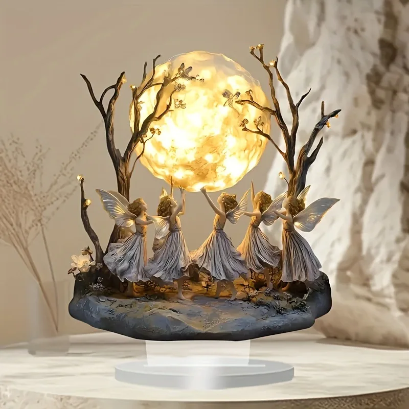 1PCS Fairy Home Decoration Statues Under Moonlight Ideal Holiday Party Gifts Living Room Decoration Desktop Decoration Sculpture 4