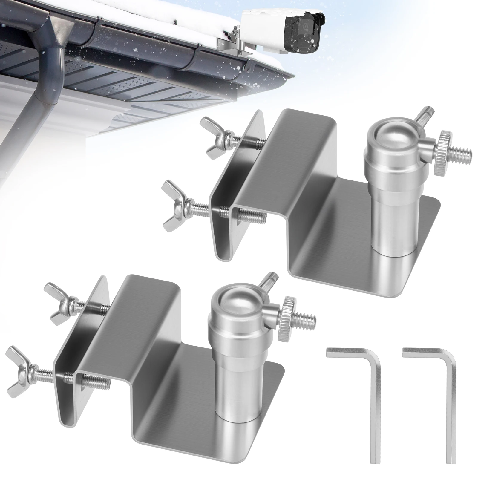 Gutter Mount for Solar Panel Adjustable Stainless Steel Mount Bracket fou Eufy SoloCam Reolink Aosu Metal Gutter Mount Bracket