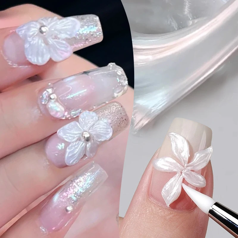 BORN PRETTY 1 bouteille 5ml 5D sculpture Gel vernis à ongles perle blanc façonnage sculpture fleur tremper UV LED Nail Art dessin conception