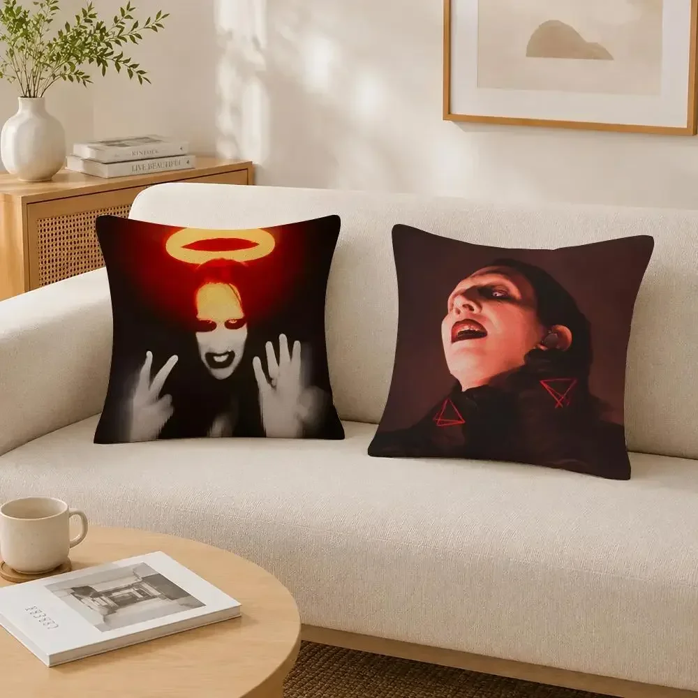 Singer Marilyn Manson One Assassination Under God Cushion Cover Soft Fluffy Short Plush  Pillow Case  Sofa Home Decor