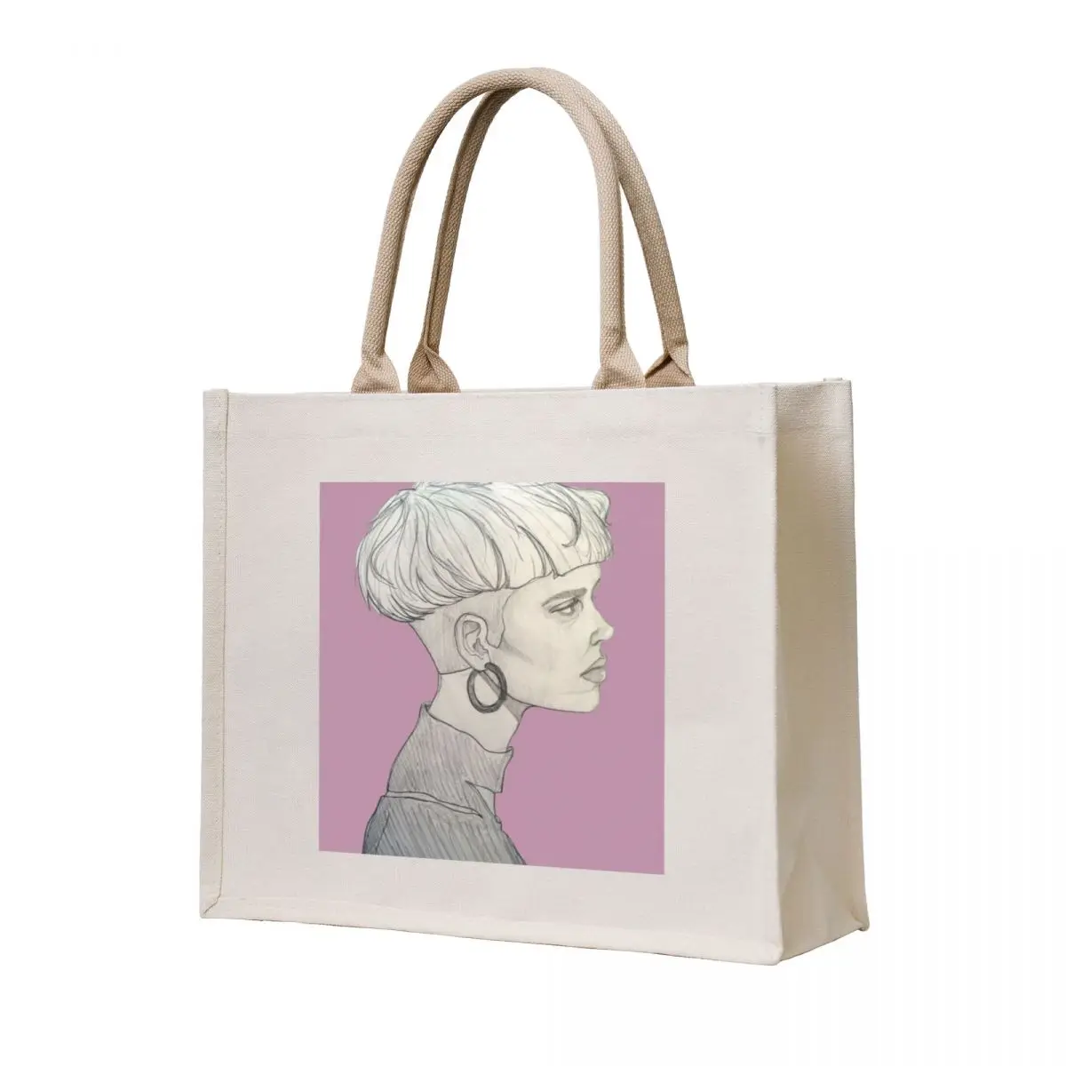 

Girl With a Hoop Earring (pink) Tote Bag tote bag woman handbag sacs de shopping shopper bag women canvas