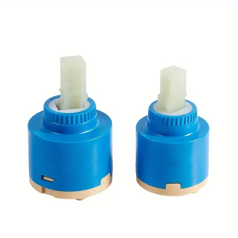 2 Pack Neutral Plastic Faucet Valve Core Replacement - Kitchen Basin Hot and Cold Water Mixed Faucet Valve Core 35/40, Ceramic Pan Valve Core for Maintenance, No Battery Needed, Meets European and American Threaded Sta