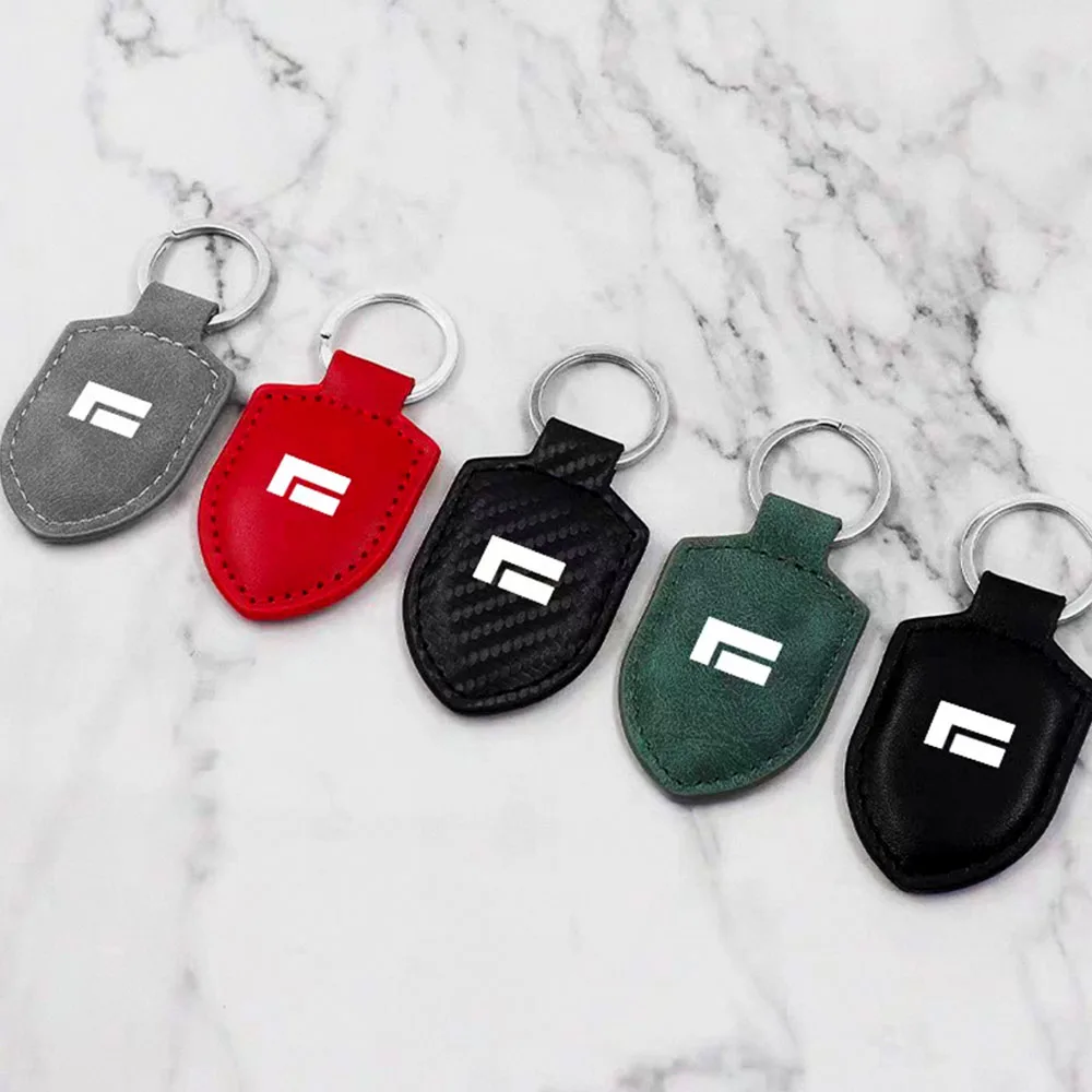 Car Key Chain For BAIC JISHI Rox 01 Polestone 01 2024 Shield Shape Leather Keyring Auto Logo Key Holder Modification