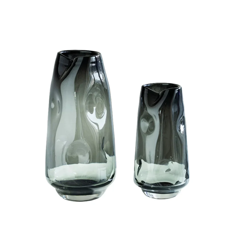 French vase ornament living room flower arrangement creative large diameter glass high-end dining table decoration