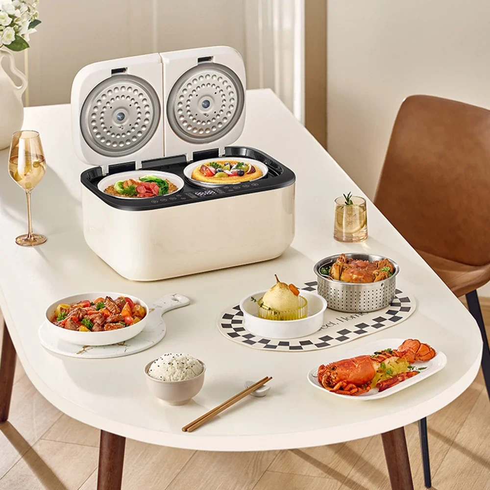 스마트 다기능 밥솥, 가정용 더블 에어백 밥솥, 2.5 리터 + 2.5 리터, 1-4 인용