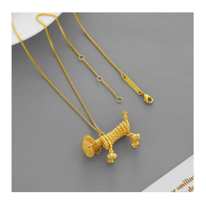 

Weinian's New Dachshund Necklace, Niche Fashion Personality Versatile Twist Woven Dachshund Puppy Collarbone Chain