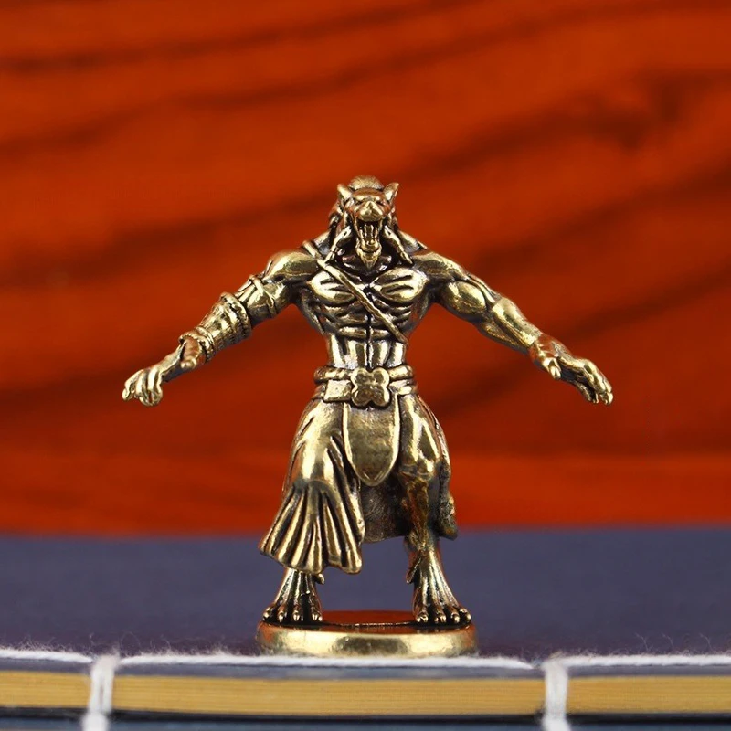 Craft Heavy Exotic Creature Figurines Miniatures Accessories Vintage Brass Werewolf Statue Desktop Ornament Home Decoration