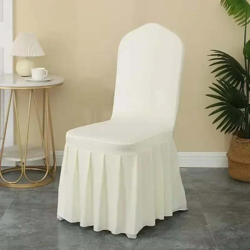 50/100pcs Pleated skirt wave Chair Cover Hotel Banquet Party Events Wedding Decoration Dining Room Seat Protector Covers