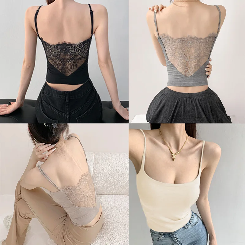 

2025 Square Collar Inner Sling Vest Women's Spring and Autumn Lace Top