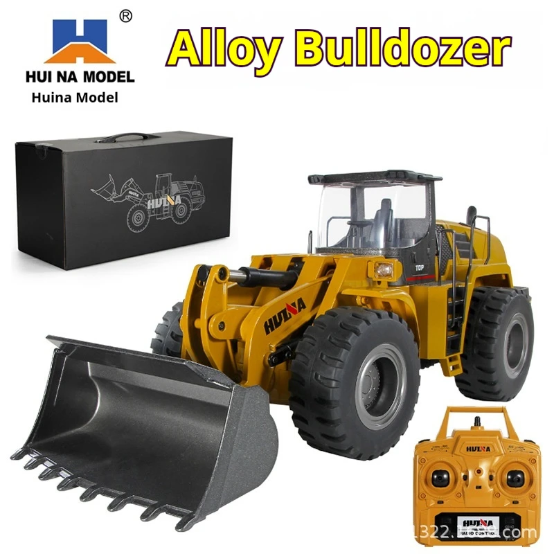 

Huina 583 alloy engineering vehicle remote control forklift hydraulic bulldozer professional shovel electric toy loader.
