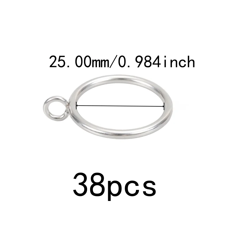 25mm Metal Window Curtain Rings 38 pcs, Easy Install Simple Hang, Smooth Sliding On Rod, for Bathroom Shower Panel, Silver